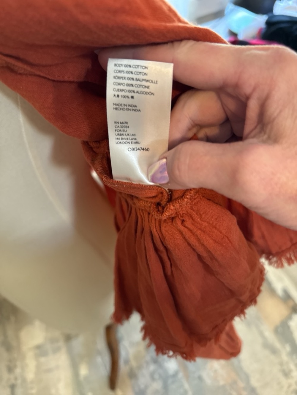 Free People Rust-Orange Ruffled Button Jacket - Picture 7 of 7